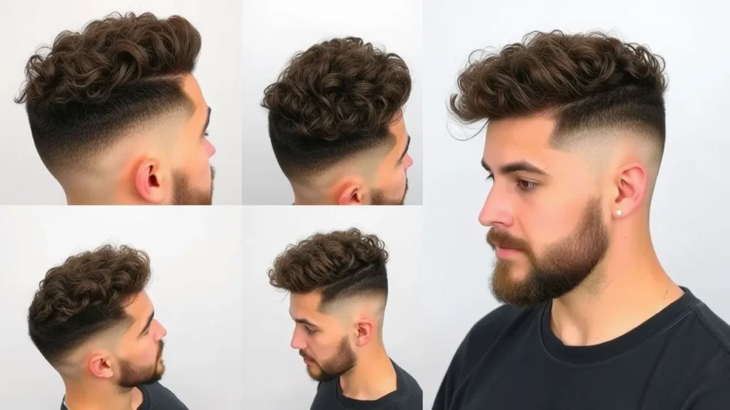 Low Taper Fade with Curly Hair and Beard