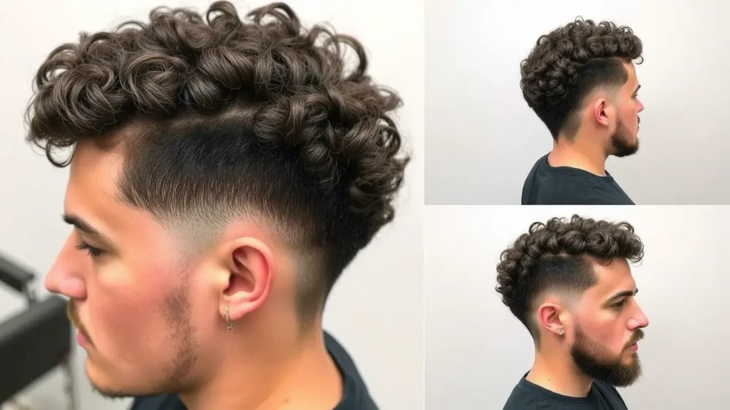 Low Taper Fade with Curly Hair and Beard