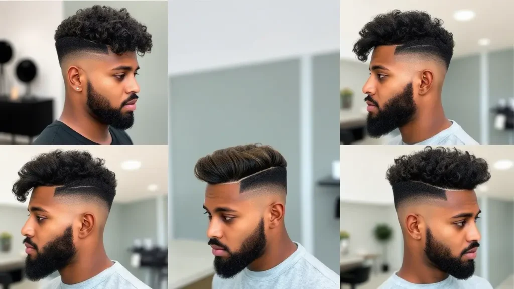 Low Taper Fade with Curly Hair and Beard